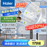 海尔（Haier）电风扇家用七叶摇头京东自营大风量电扇轻音节能桌面小风扇台式柔风遥控定时落地扇  HFS-Y3546B