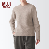 无印良品 MUJI 女式 含牦牛绒骆驼绒圆领毛衣 长袖针织衫秋 冬季 深咖啡色 M -L(165/88A)