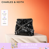 CHARLES&KEITH子母链条大容量流浪包托特包单肩斜挎包女包生日礼CK2-40671449 Noir黑银 L
