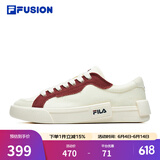 FILA FUSION斐乐女鞋帆布鞋女 低帮板鞋POP轻质帆布鞋休闲运动鞋女 奶白/烧砖红-GF 37.5