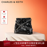 CHARLES&KEITH子母链条大容量流浪包托特包单肩斜挎包女包生日礼CK2-40671449 Noir黑银 L
