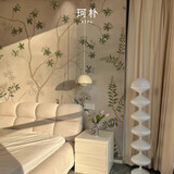 墨岩美式法式小花墙布电视背景墙壁纸现代简约花鸟中式定制壁画 无缝草浆丝绒布（性价比高）