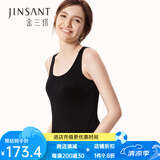 金三塔背心女100%桑蚕丝亲肤舒适基础背心8YZF4B510 黑色  XL