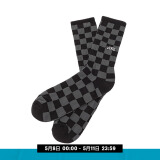 VANS范斯官方 男子袜子长袜棋盘格运动休闲 黑色/炭灰色 均码24-26cm