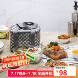 乐扣乐扣（LOCK&LOCK）耐热玻璃保鲜盒微波炉饭盒上班学生便当盒分隔餐盒配便当包两件套