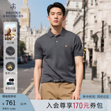 布克兄弟（BrooksBrothers）男夏季金羊刺绣珠地网眼修身短袖Polo衫 0003-深灰色 S