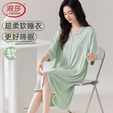 浪莎睡衣女春夏季凉感透气薄款七分袖睡裙女大码宽松可外穿睡衣家居服