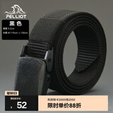 伯希和（Pelliot）户外腰带男女 帆布尼龙编织皮带战术裤腰带 黑色（3.2cm） L