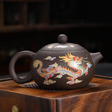 遇热变色龙凤呈祥紫砂凤鸣壶纯半手工茶壶出水鸟叫泡茶壶西施壶 变色紫砂壶 220ml 201mL(含)-300mL(含)