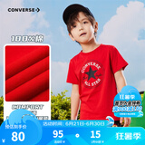 Converse 匡威儿童装男童短袖t恤夏季新款打底大童透气小女孩半袖运动T恤 学院红-中性 130 /64 【建议身高116-122cm】