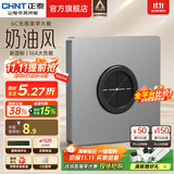 正泰（CHNT）开关插座6C 奶油风大板 家用86型带USB斜五孔暗装插座面板 幻银 出线孔面板
