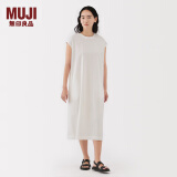 无印良品女式 双股天竺编织法国袖连衣裙 女装裙子 连身裙夏季 BB2S4A5S 白色 S （155/80A）