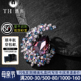 唐后（TH）水晶月亮胸针女高档奢华别针西装胸花送妈妈长辈母亲节礼物 苏格兰红