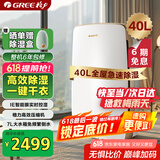 格力（GREE）除湿机家用抽湿机客厅地下室整屋除潮防霉除湿器40升/天单间72㎡ 智能控湿可干衣干燥器DH40EH