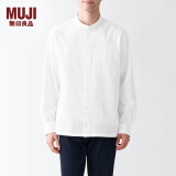 无印良品 MUJI 男式 棉水洗牛津 立领衬衫 纯棉全棉 ACA40C2S 白色 L 175/100A
