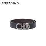 菲拉格慕（Ferragamo）男士牛皮银扣腰带 黑色/棕色 675542 464231 100