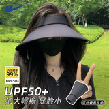 回力（Warrior）大檐遮阳帽子女夏户外防紫外线空顶帽防晒遮脸凉帽运动登山太阳帽 黑色 【带防风绳】