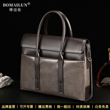 博迈伦（BOMAILUN）男士手提包真皮商务公文包大容量办公电脑包头层牛皮包公务文件包 啡色 37.5*7.5*28cm 14英寸