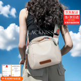 黑色之吻（BLACKKISS）女包帆布2025新款贝壳包单肩包斜挎包包休闲运动旅行徒步挎包布包 米色款一休闲运动旅游可胸包腰包（优质版本）
