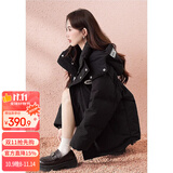 唐狮（TonLion）2025羽绒服女90绒连帽保暖外套宽松 黑色 S