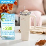 STANLEY巨无霸吸管杯水杯保温杯大容量办公车载不锈钢杯子887ML-米白色