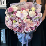 馨仪毕业季鲜花速递玫瑰向日葵康乃馨花束生日礼物全国同城配送 紫边康乃馨玫瑰蝴蝶兰混搭花束