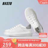 百思图（BASTO）小白鞋男潮流时尚百搭厚底休闲皮鞋男士板鞋20861AM1白灰39