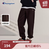 Champion冠军卫裤男秋季新款美式束脚长裤抽绳运动校园舒适加绒裤子女 咖啡色 XL