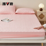 雅鹿床笠单件床罩1.8x2米加厚席梦思夹棉床单床垫套防尘罩防滑保护套 升级款-几何-浅粉【加厚】 180*200cm【单床笠】
