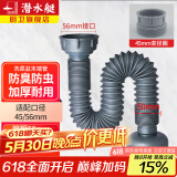 潜水艇厨房洗菜盆下水管拖把池延长加长水槽水池排水管防臭加厚单槽下水 B款-适合45/56mm螺纹