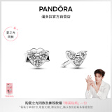 潘多拉（PANDORA）[夏之光同款]爱心三重奏耳钉心形精致生日礼物送女友