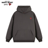 查尔斯桃心连帽卫衣男女情侣同款纯色基础百搭运动休闲套头上衣 铁灰色 2XL