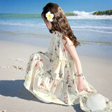 女童碎花连衣裙夏季2025新款儿童洋气时髦背心裙子女孩夏装沙滩裙 碎花连衣裙【送帽子】 150