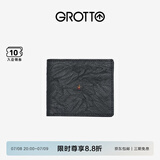GROTTO个乐经典羊皮短款钱包手工真皮多卡位卡夹卡包情侣礼物 经典黑（小男孩）