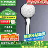 科勒（KOHLER） 淋浴花洒喷头 手持花洒多功能莲蓬头软管滑动杆底座托套餐 R99063T-CP亲氧花洒头