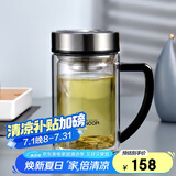 希诺双层玻璃杯男家用商务办公水杯带手柄泡茶杯子XN-9320 290mL