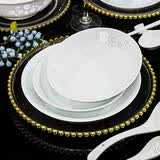 景德故事景德镇玲珑白瓷釉下彩盘子陶瓷菜盘家用8英寸深盘餐盘4个套装盘子