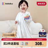 bebebus婴儿睡袋春秋冬儿童恒温分腿连体睡衣宝宝四季通用防踢被夹棉XL码