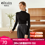 Olrain欧芮儿半高领莫代尔长袖T恤女春装新款修身丝滑打底衫内搭女 黑色 XL