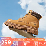 骆驼（CAMEL）大黄靴女都市户外系带工装靴马丁靴 L23W307016R 黄棕（绒里） 37