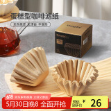 Mongdio咖啡滤纸蛋糕滤纸滴漏式手冲咖啡过滤纸原木浆蛋糕杯形50片装