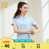 361度运动翻领t恤2025年春夏季新款休闲透气短袖情侣POLO衫 【女款】凝雾蓝 L