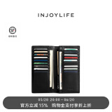 INJOYLIFE男士长款钱包真皮新款大容量多卡位皮夹超薄款商务钱夹 黑色