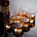 炊大皇玻璃杯酒杯套装水杯白酒威士忌洋酒耐热防爆烈酒杯250ml（6个装）