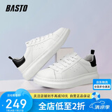 百思图（BASTO）小白鞋男潮流时尚百搭厚底休闲皮鞋男士板鞋20861AM1白色41