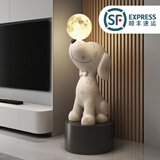 楚象比格犬落地摆件月球灯存钱罐音响客厅电视柜家居饰品乔迁新居礼品 皮纹比格犬落地摆件+黑色展台