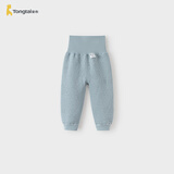 童泰（TONGTAI）宝宝裤子秋冬季纯棉保暖儿童秋裤家居睡裤高腰护肚长裤蓝色73cm