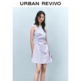 UR2025春季新款女摩登气质褶皱收腰显瘦无袖连衣裙UYY750030# 淡紫 XL
