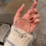 纯银手镯女繁花似锦9999实心足银镯子年轻款生日送女朋友礼物 平安+福牌+铃铛 证书+礼盒30