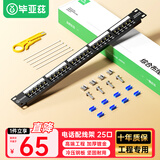 毕亚兹 25口电话配线架 语音配线架 加厚镀金模块式高端工程级 四芯RJ11模块化电话打线排机架式19英寸